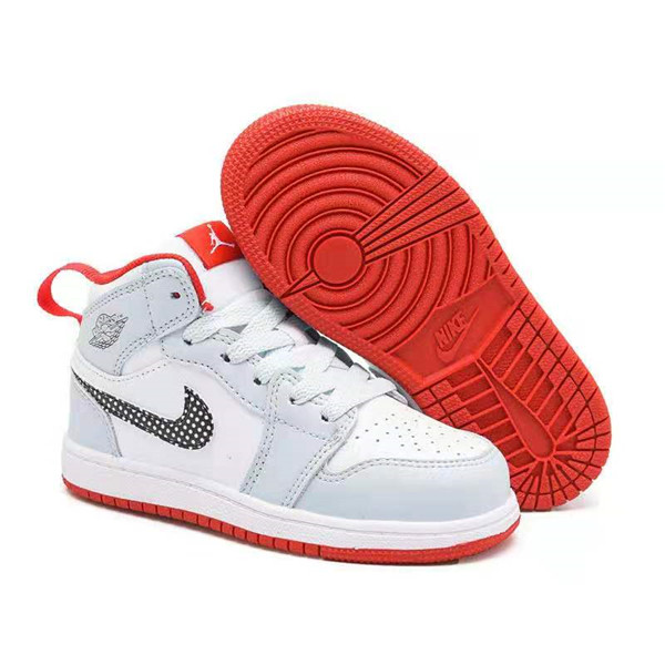 Youth Running Weapon Air Jordan 1 White/Grey Shoes 0037